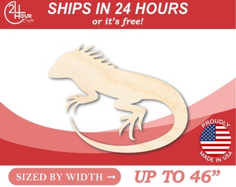Unfinished Wooden Iguana Shape - Reptile - Animal - Craft - from 1" up to 46"  DIY