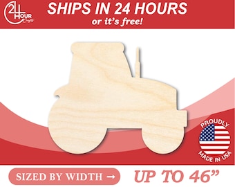 Unfinished Wooden Tractor Shape - Farm - Craft - from 1" up to 46"  DIY