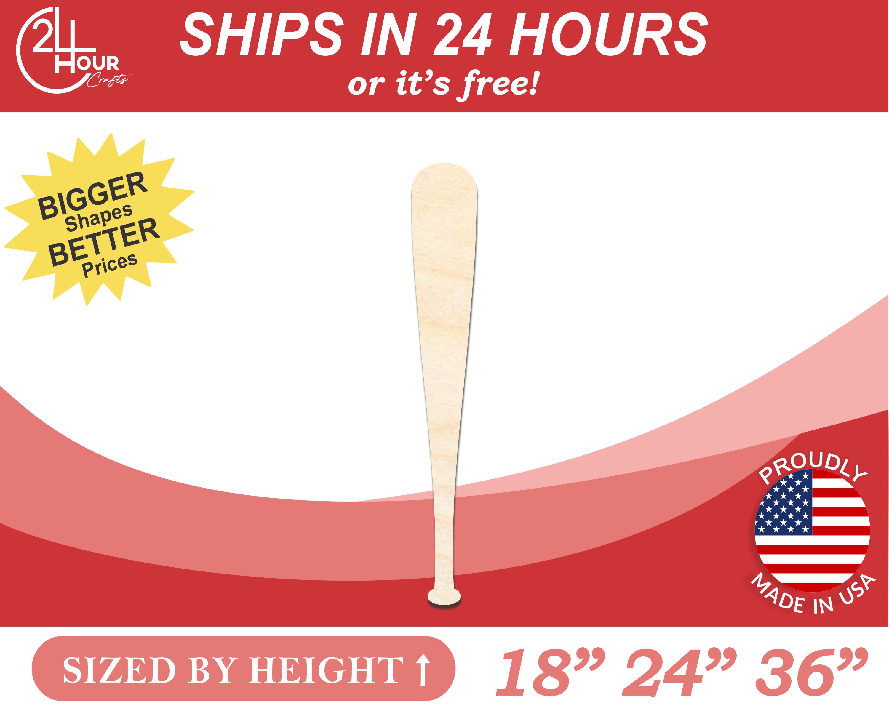 Fbaseball Bat Shape Bigger Better | Unfinished Wood Baseball Bat Shape | DIY Craft Cutout ...