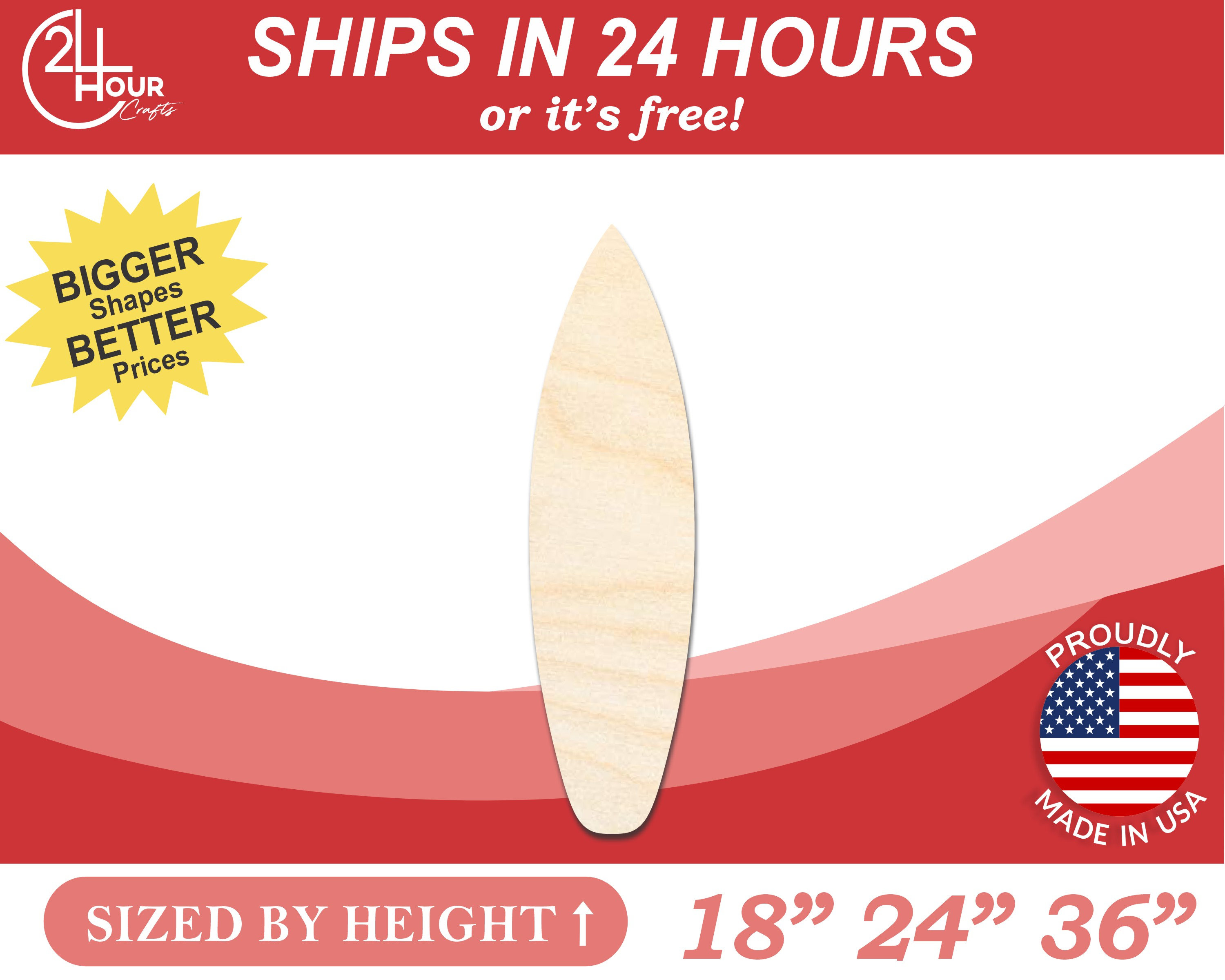 Bigger Better | Unfinished Wood Surfboard Shape | DIY Craft Cutout |