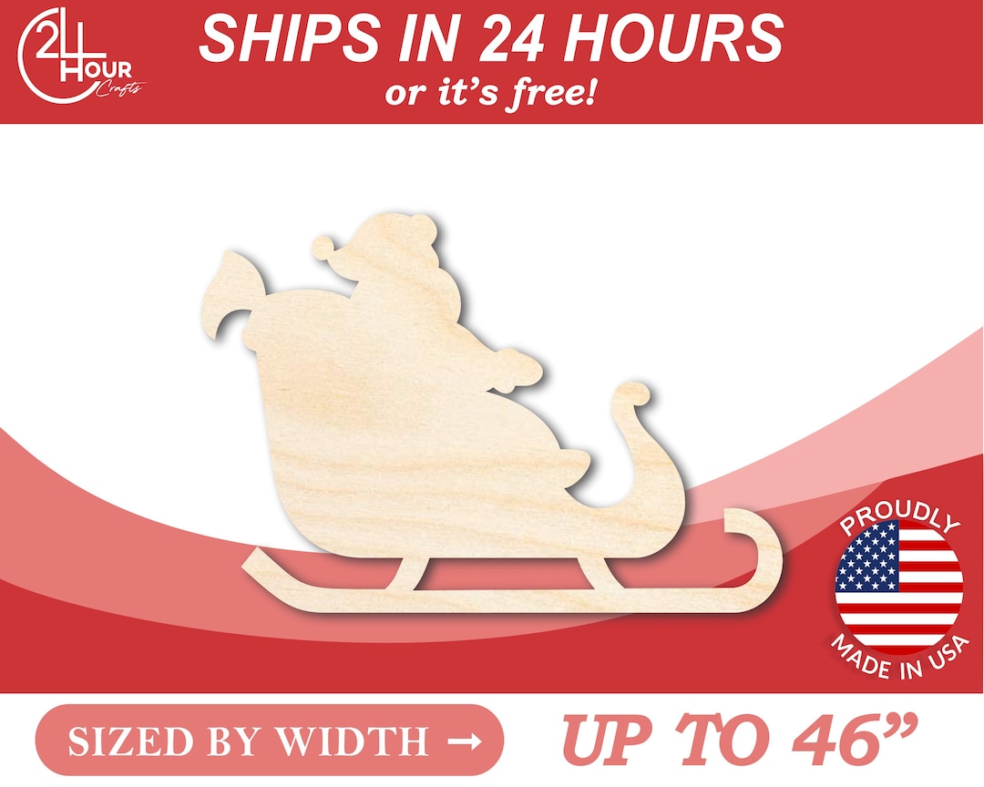 Unfinished Wood Santa in Sleigh Shape - Craft - From 1" up to 46" DIY ...