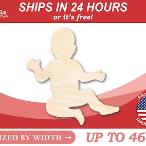 Unfinished Wooden Baby Cut Out Shape - Nursery Decor - Craft- from 1&quot; up to 46&quot;  DIY
