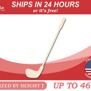 Unfinished Wooden Golf Club Shape - Sporting - Craft - from 1&quot; up to 46&quot;  DIY