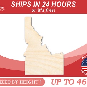 Unfinished Wooden Idaho Shape - State - Craft - from 1&quot; up to 46&quot;  DIY