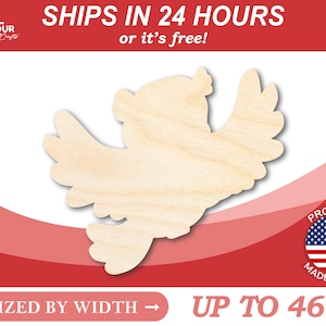 Unfinished Wooden Cute Bird Shape - Craft - from 1&quot; up to 46&quot; DIY