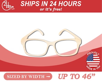 Unfinished Wooden Glasses Shape - Craft - from 1" up to 46"  DIY
