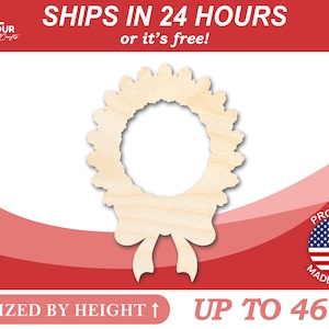 May include: A wooden wreath with a bow, up to 46 inches in height. Ships in 24 hours or it's free! Proudly made in the USA.