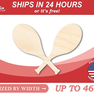 Unfinished Wooden Crossed Tennis Rackets Shape - Craft - from 1" up to 46" DIY