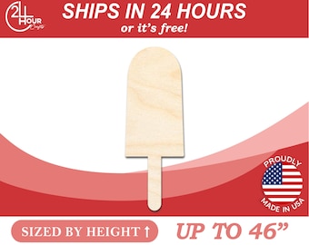 Unfinished Wood Summer Popsicle Shape | Ice Cream | Food | Craft Cutout | from 1&quot; up to 46&quot; DIY