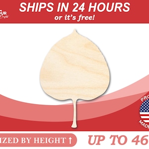Unfinished Wooden Aspen Leaf Shape  - Craft - from 1" up to 46"  DIY