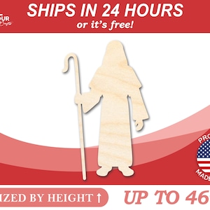 May include: Wooden cutout of a shepherd with a staff, up to 46 inches tall.  Ships in 24 hours or it's free!  Proudly made in the USA.