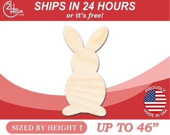 Unfinished Wooden Easter Bunny Silhoutte - Craft- from 1" up to 46" DIY