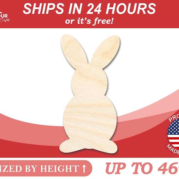 Unfinished Wooden Easter Bunny Silhoutte - Craft- from 1" up to 46" DIY