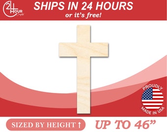 Unfinished Wooden Tall Cross Shape - Christian - Craft - from 1" up to 46" DIY