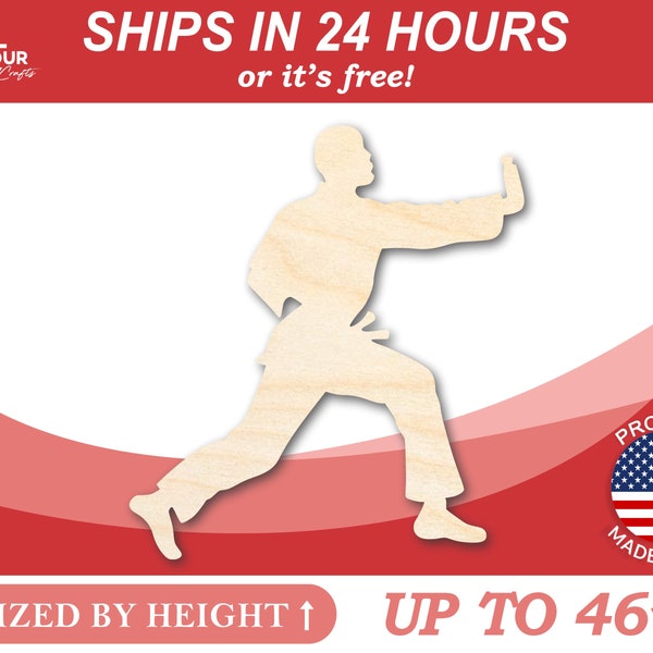 Unfinished Wooden Male Martial Arts Karate Shape - Craft - from 1" up to 46" DIY