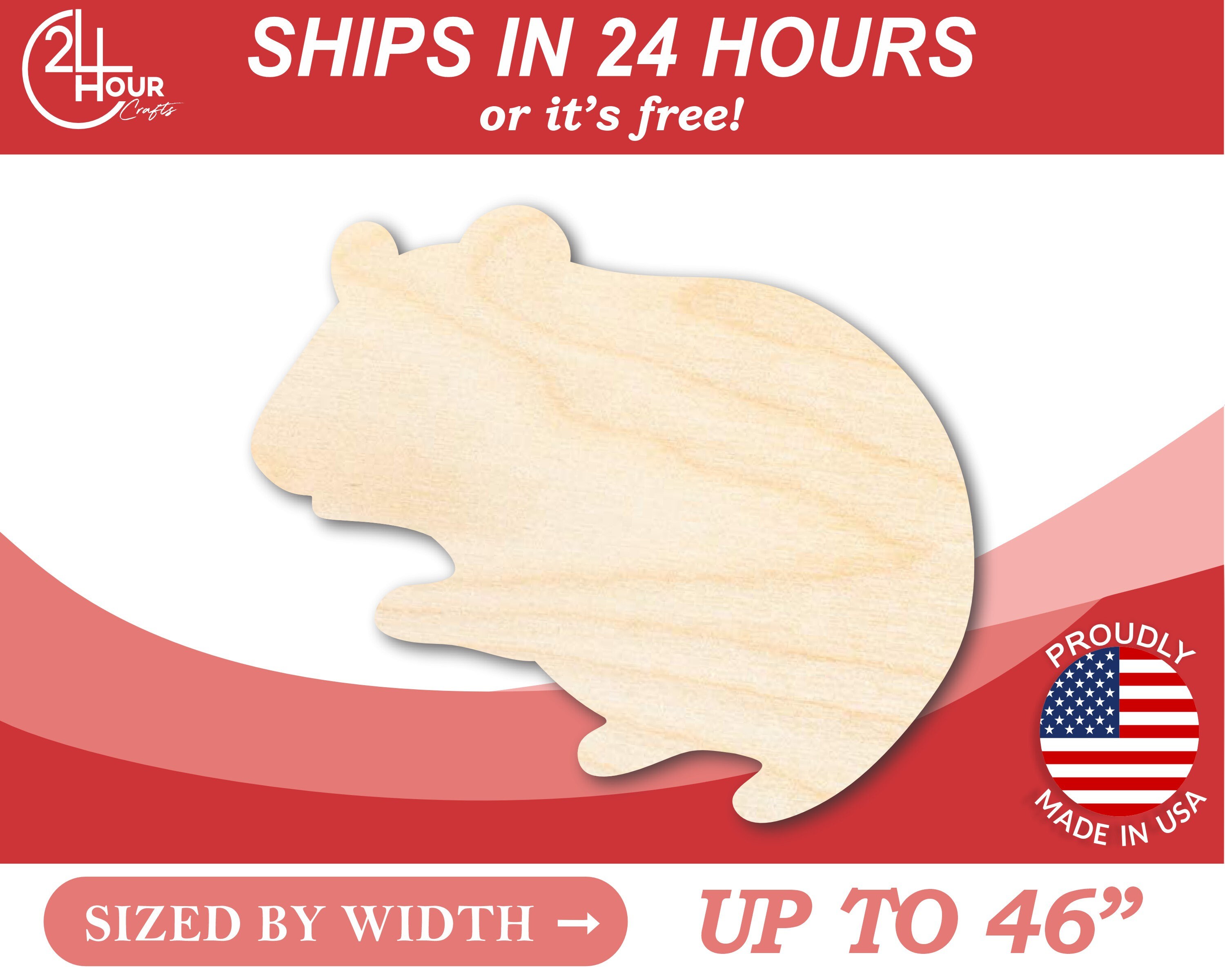 Gerbil - Laser Cut Out Unfinished Wood Craft Shape RDT1 Gerbil - Laser Cut Out Unfinished Wood Craft Shape RDT1