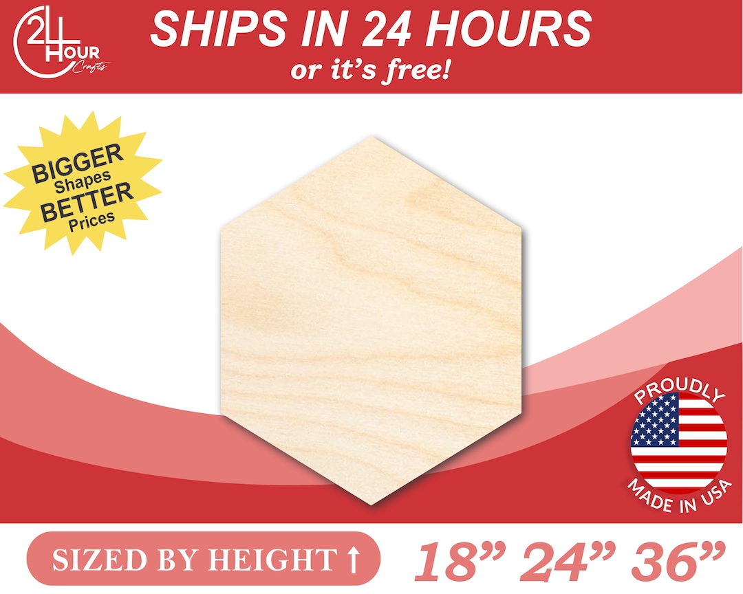 Bigger Better Unfinished Wood Hexagon Shape DIY Craft Cutout Etsy