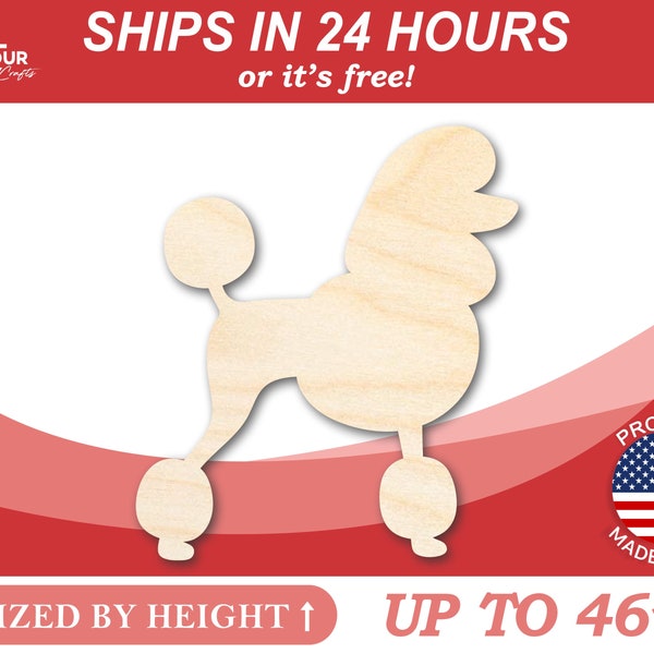 Unfinished Wooden Poodle Dog Shape - Animal - Pet - Craft - from 1" up to 46"  DIY
