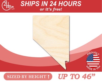 Unfinished Wooden Nevada Shape - State - Craft - from 1" up to 46"  DIY