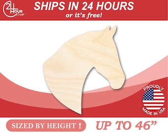 Unfinished Wooden Horse Head Silhoutte - Craft- from 1" up to 46" DIY