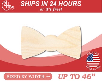 Unfinished Wooden Bow Tie Shape - Groomsmen - Craft - from 1" up to 46"  DIY