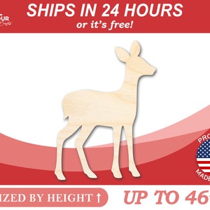 Unfinished Wooden Fawn Deer Shape - Animal - Craft - from 1&quot; up to 46&quot;  DIY