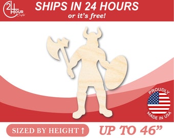 Unfinished Wooden Viking Warrior Shape - Berserker - History - Craft - from 1" up to 46"  DIY
