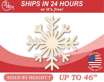 Unfinished Wooden Snowflake Shape  - Winter Decor - Craft - from 1&quot; up to 46&quot;  DIY