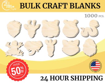 Unfinished Wood Zoo Animal Craft Blanks | Bulk 1000 Piece Pack | Zoo Animal Shapes | 1/8" Thick Wood Cutouts | 4" or 5" DIY Craft Blanks | W