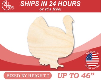 Unfinished Wooden Turkey Shape - Craft - from 1" up to 46" DIY