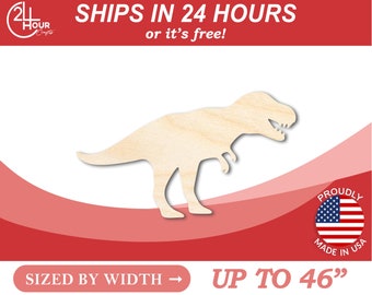 Unfinished Wooden T-Rex Shape - Jurassic Park - Dinosaur - Craft - from 1" up to 46"  DIY