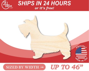 Unfinished Wooden Scottie Dog Shape - Animal - Pet - Craft - from 1" up to 46"  DIY