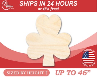 Unfinished Wooden Simple Shamrock Shape - Craft - from 1" up to 46" DIY