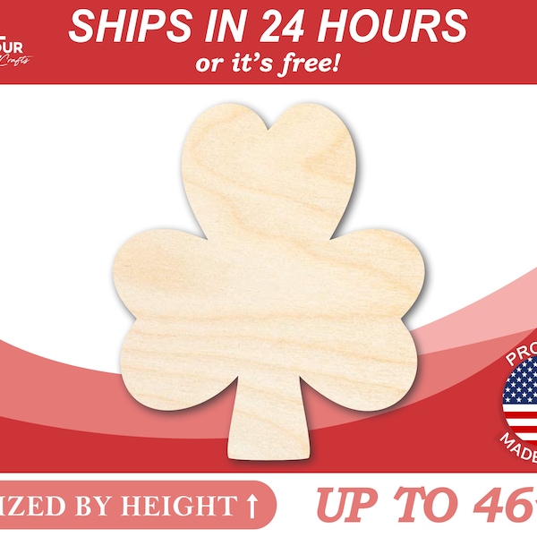 Unfinished Wooden Simple Shamrock Shape - Craft - from 1" up to 46" DIY