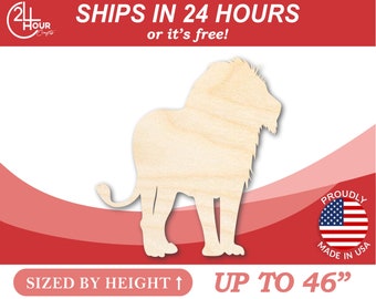 Unfinished Wooden African Lion Silhoutte - Craft- from 1" up to 46" DIY