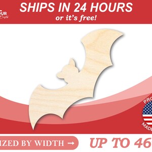 May include: A wooden bat silhouette cutout, up to 46 inches wide, made in the USA.  Ships in 24 hours or it's free!  SIZED BY WIDTH.