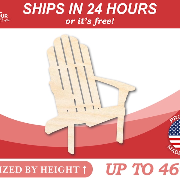 Unfinished Wood Adirondack Chair Shape | Summer | Beach | Craft Cutout | from 1" up to 46" DIY