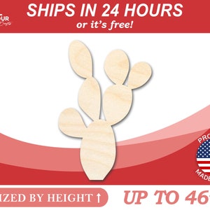 Unfinished Wooden Cactus Shape - Craft - from 1&quot; up to 46&quot; DIY