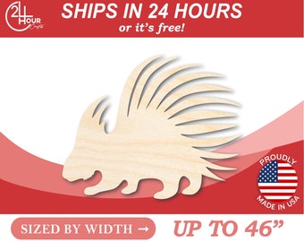 Unfinished Wooden Porcupine Shape - Animal - Wildlife - Craft - from 1" up to 46"  DIY
