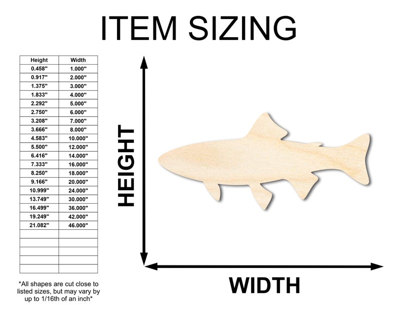 Trout Fish Shape Unfinished Wooden Trout Fish Shape - Fishing - Craft - From 1