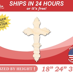 Bigger Better | Unfinished Wood Catholic Cross Shape | DIY Craft Cutout |
