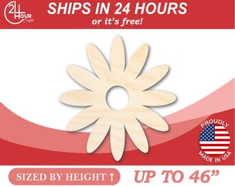 Unfinished Wood Daisy Shape | Flower | Craft Cutout | from 1" up to 46" DIY