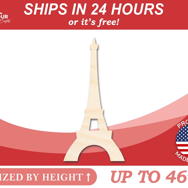 Unfinished Wooden Eiffel Tower Shape - Paris - Monument - Craft - from 1" up to 46"  DIY