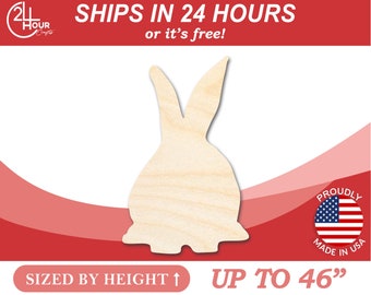 Unfinished Wooden Bunny Silhoutte - Craft- from 1" up to 46" DIY