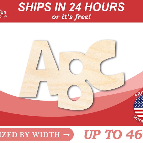 Unvollendete ABC-Form aus Holz – Alphabet – Basteln – von 2,5 cm bis 116,8 cm zum Selbermachen