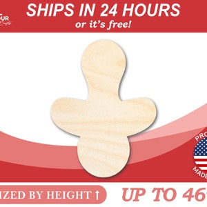 May include: A wooden cutout of a baby rattle, sized by height up to 46 inches. The cutout is made of unfinished wood and is ready to be painted or stained.
