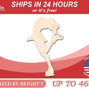 Unfinished Wooden Figure Skating Shape - Craft - from 1&quot; up to 46&quot; DIY