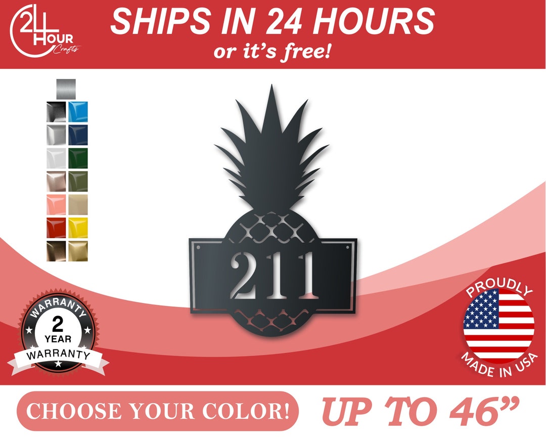 Metal Pineapple House Numbers Wall Art Etsy