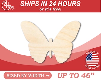 Unfinished Wooden Butterfly Silhoutte - Craft- from 1" up to 46" DIY