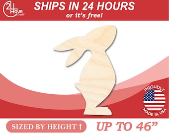 Unfinished Wooden Standing Rabbit Shape - Craft - from 1" up to 46" DIY